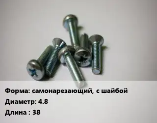 Винт самонарезающий, с шайбой 4.8х38